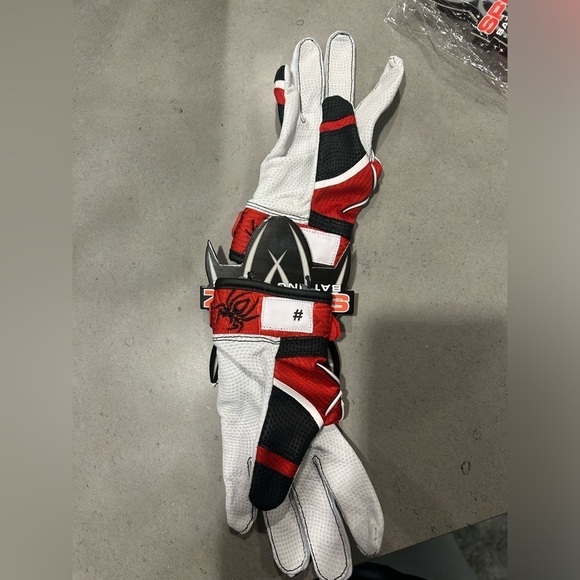 Spiderz Batting Gloves Pro Youth XL Red Black White Softball Baseball - Picture 3 of 3